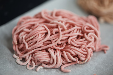 colored noodles pink