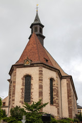Fototapeta na wymiar Wasselonne. Eglise protestante Saint Laurent. Alsace. Bas-Rhin. Grand Est