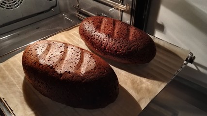 Two baked breads fresh from the oven