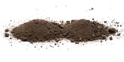 Dirt pile isolated on white background, with clipping path, side view