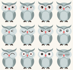 seamless owls birds pattern  