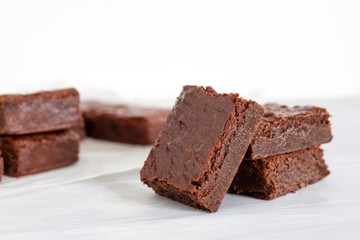 homemade chocolate fudge brownies freshly bake