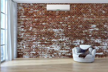Obraz na płótnie Canvas Modern interior apartment with air conditioning 3D rendering illustration
