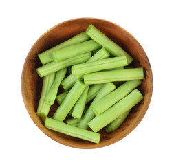 Top view of Green beans isolated on white background.