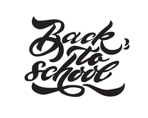 Back to school banner hand lettering Vector illustration. white background