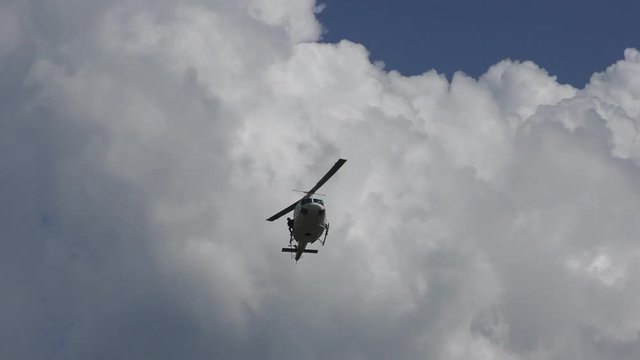 Police helicopter in flight, 4K video