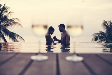 Couple enjoying a romantic sunset