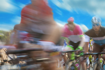 Group of cyclist during a race, motion blur