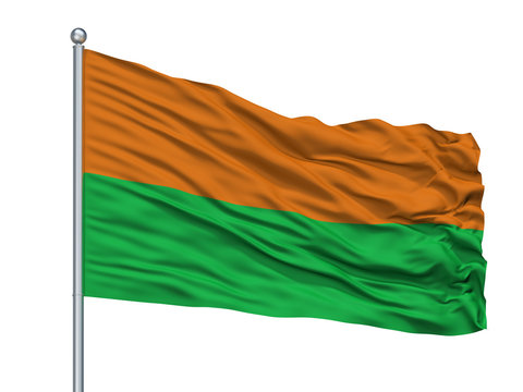 Torva City Flag On Flagpole, Country Estonia, Isolated On White Background