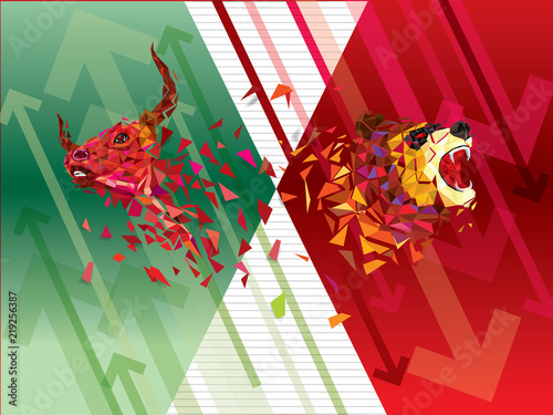 Bullish And Bearish Symbols On Stock Market Vector Illustration - 