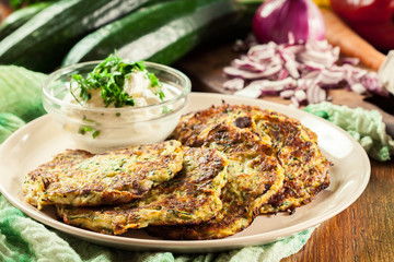 Zucchini fritters or pancakes