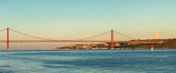 The 25 april bridge (Ponte 25 de abril) in Lisbon Portugal