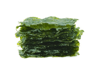 Dried seaweed isolated on the white background. © akepong srichaichana