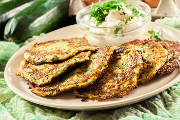 Zucchini fritters or pancakes
