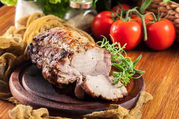 Roasted pork loin with herbs