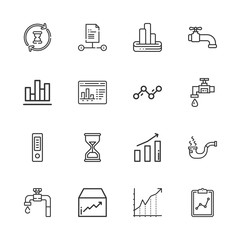 Collection of 16 flow outline icons