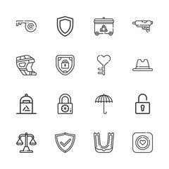 Collection of 16 protect outline icons