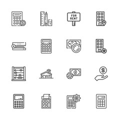 Collection of 16 calculator outline icons