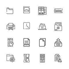 Collection of 16 folder outline icons