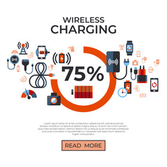 Digital vector wireless charging icons set