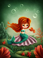 Beautiful little mermaid girl