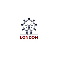London eye logotype. Vector illustration of London Eye. Design in linear style of famous London landmarks - obrazy, fototapety, plakaty