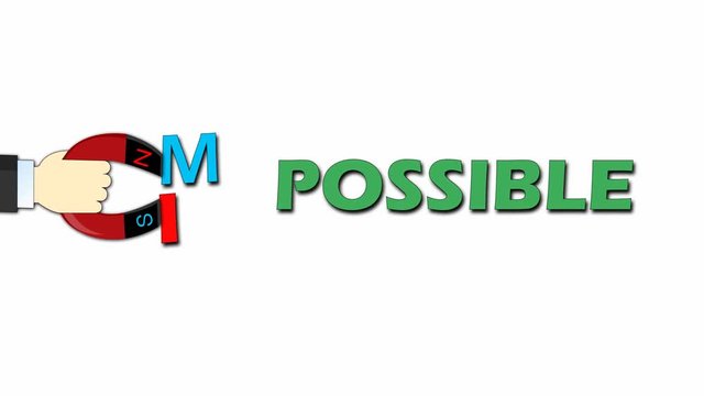 hand holding magnet & impossible