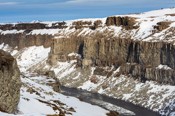 Fototapeta na wymiar Dettifoss waterfall in winter season Iceland