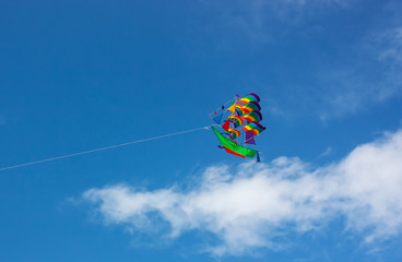 Colourful kite flying in the sky in beach, Bali