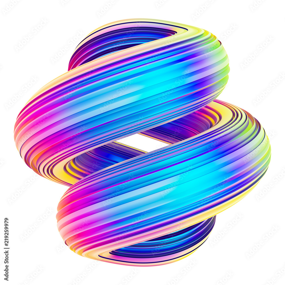 Poster holographic abstract twisted shape waves for trendy design