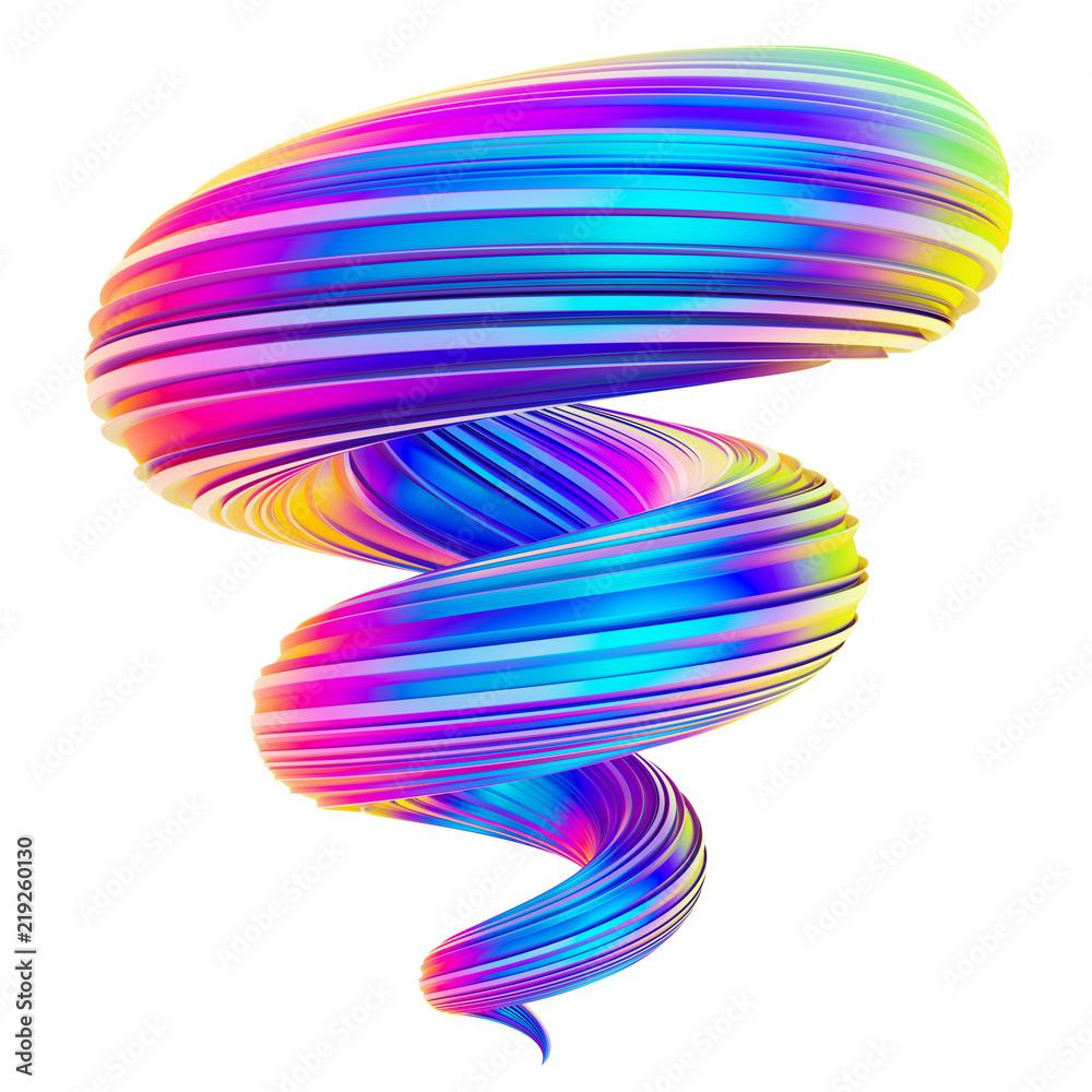 Poster holographic abstract spiral twisted shape design ellement