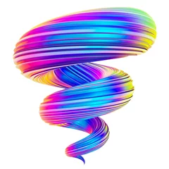 Photo sur Plexiglas Vague abstraite Holographic abstract spiral twisted shape design ellement