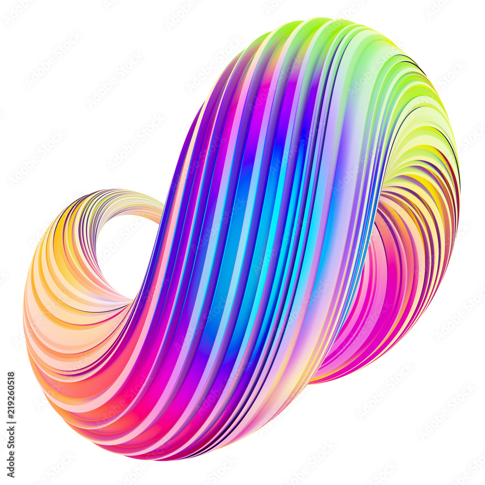 Poster Holographic trendy abstract twisted shape design element