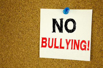 No Bullying hand writing text caption inspiration showing Introduction concept meaning Love Bullies...