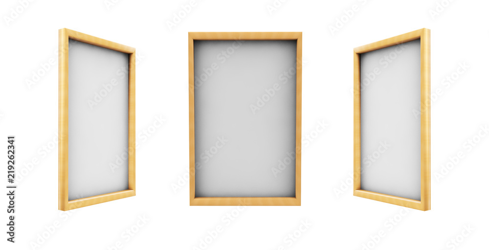 Wall mural Wooden signboard on chain isolated on white background 3d render set - Wall murals