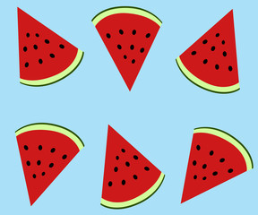 Watermelon slices on blue background