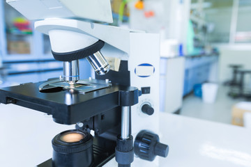 Close up of microscope at the blood laboratory, Concept Science and Technology
