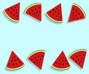 Watermelon slices on blue background