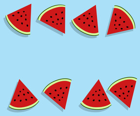 Watermelon slices on blue background