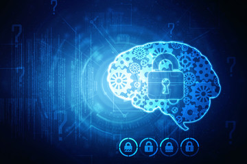 2d illustration Safety concept: Closed Padlock on digital background