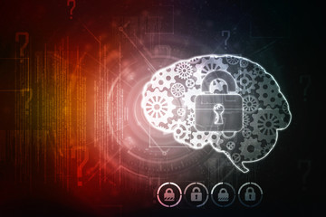 2d illustration Safety concept: Closed Padlock on digital background