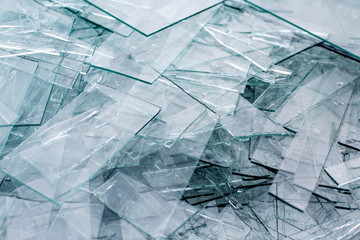 Detail of sharp broken pieces of glass
