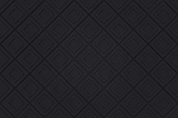 3d rendering. seamless modern black diangonal square pattern grid blocks wall background.