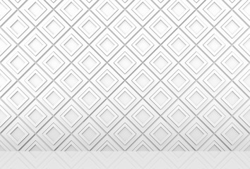 3d rendering. modern diangonal square pattern grid blocks wall  and floor background.