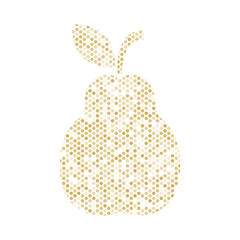 Pear made of golden hexagonal pattern