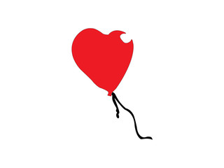 Red floating heart balloon drawing vector