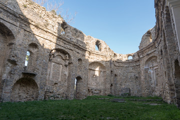 Fototapeta na wymiar Ruins of church destroyed by earthquake, Baiardo, Province of Imperia, Italy