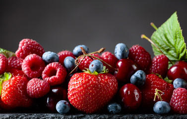 Berries closeup colorful assorted mix.
