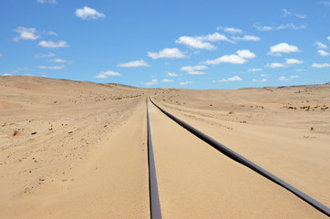 Fototapeta na wymiar Old railway in desert, Namibia