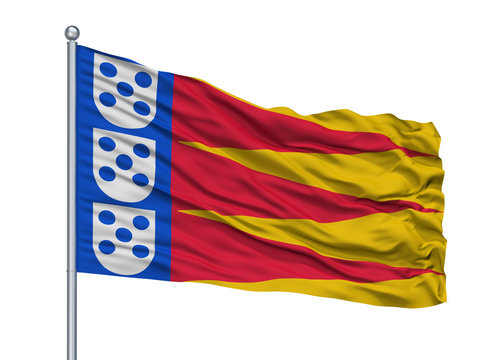 Settat Province City Flag On Flagpole, Country Morocco, Isolated On White Background